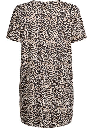 Zizzi Kort T-skjortekjole i bomullsjersey, Brun, Packshot image number 1