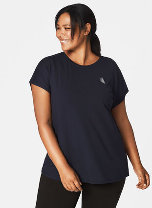 Zizzi Ensfarget T-skjorte til trening, Blå, Model image number 3