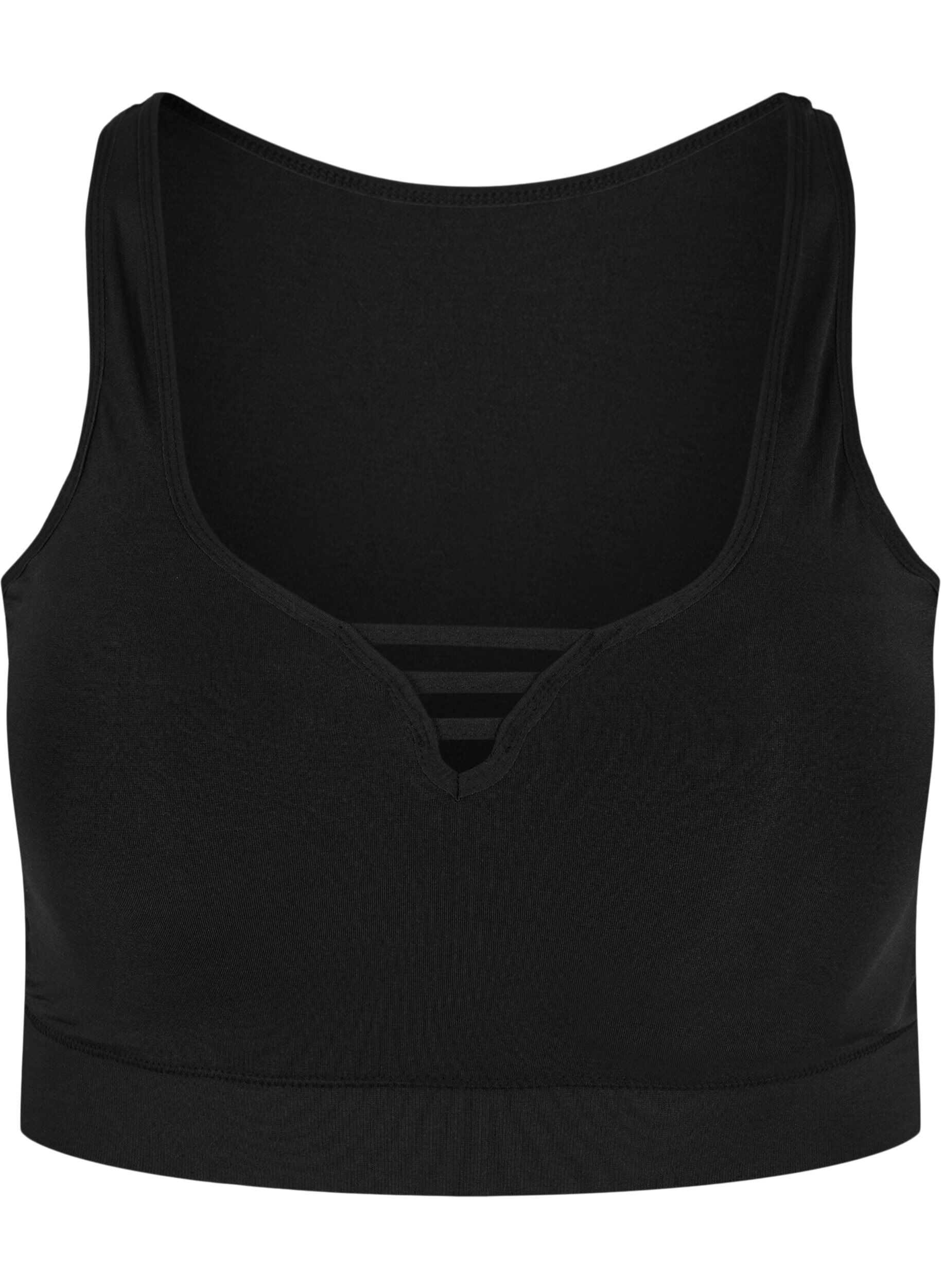 Zizzi Lett vattert BH med sn&oslash;redetaljer, Black, Packshot image number 0