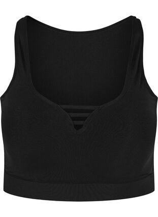 Zizzi Lett vattert BH med snøredetaljer, Black, Packshot image number 0