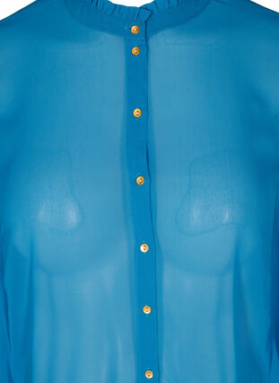 Kortermet bluse med volangdetaljer, Blue ASS, Packshot image number 2