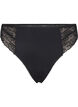 Mikrofiber G-string med blonder, Black, Packshot image number 0