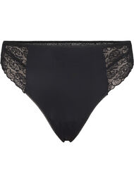 Mikrofiber G-string med blonder, Black