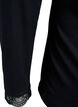 Viskose bluse med blonder og V-hals, Svart, Packshot image number 3