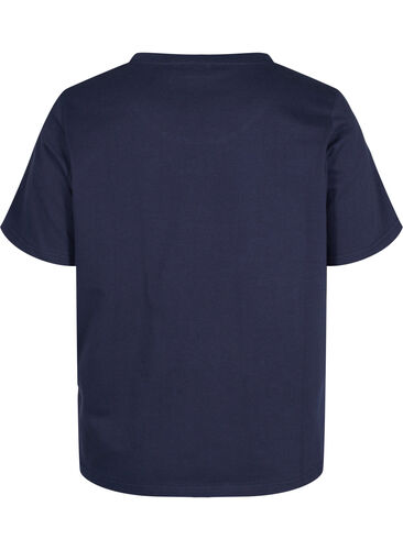 Kortermet pysjamastopp i bomull, Navy Blazer w. Heart, Packshot image number 1