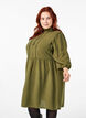 Knelang kjole med broderi og 3/4-ermer, Winter Moss, Model image number 0