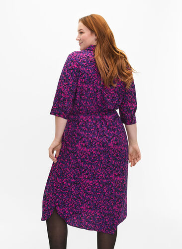 FLASH - Skjortekjole med trykk, Pink Blue AOP, Model image number 1