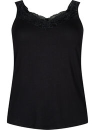 Viscose-topp med blondedetaljer, Black