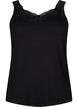Viscose-topp med blondedetaljer, Svart, Packshot image number 0