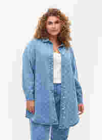 Denim skjorte med mønster, Light blue denim, Model