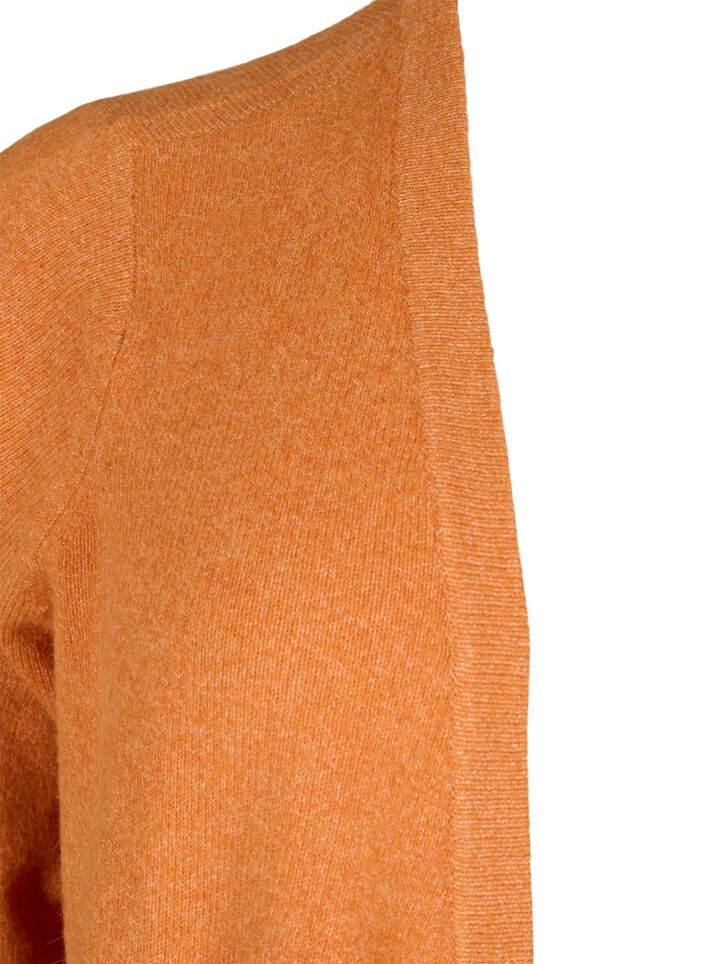 Ribbestrikket cardigan med lommer, Orange, Packshot image number 2