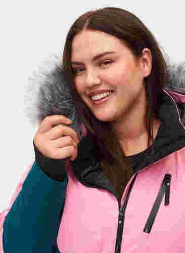 Skijakke med avtagbar hette, Sea Pink Comb, Model image number 3