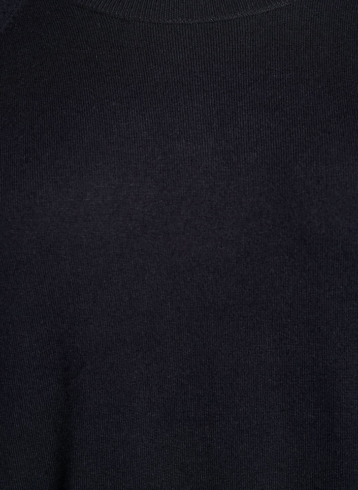 Kort strikkekjole med raglanermer, Svart, Packshot image number 2