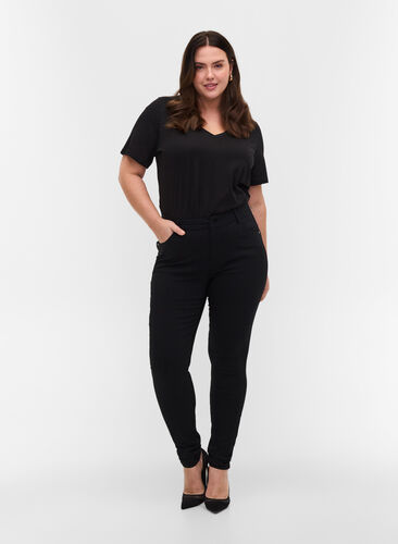 Slim fit bukser med lommer, Black, Model image number 0