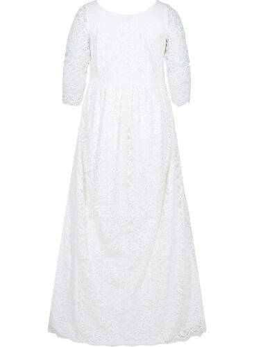 Brudekjole med blonder og 3/4-ermer, Star White, Packshot image number 1