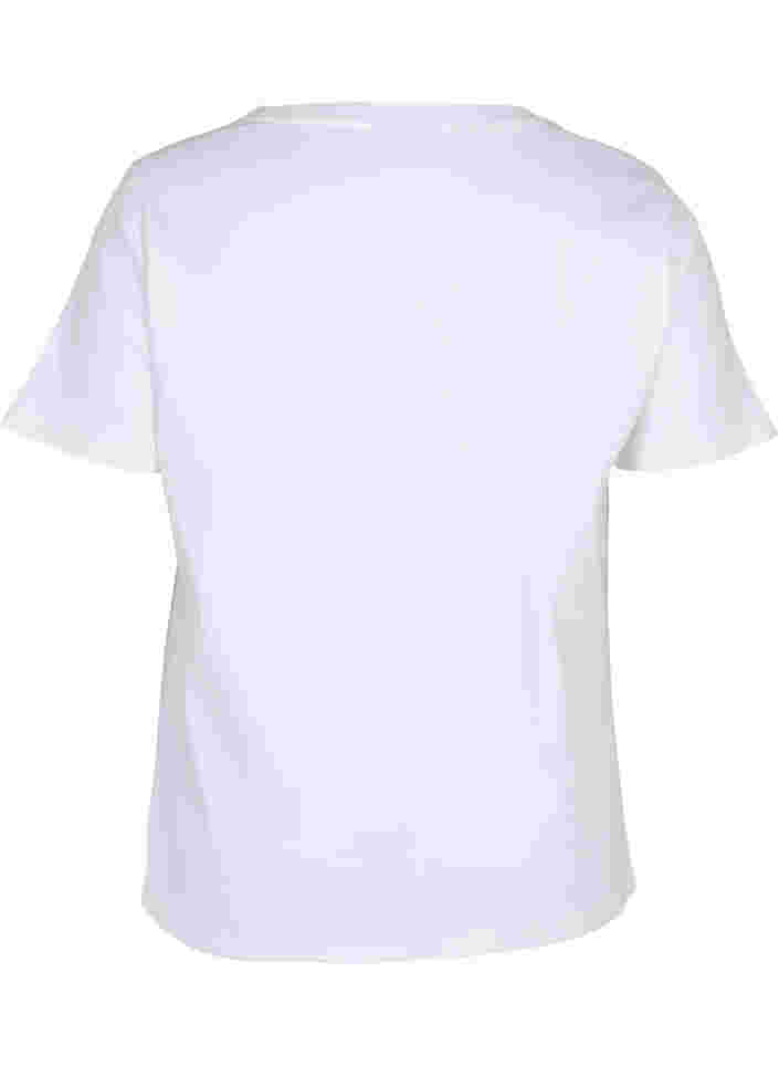 T-skjorte med en ribbet struktur i bomull, Bright White, Packshot image number 1