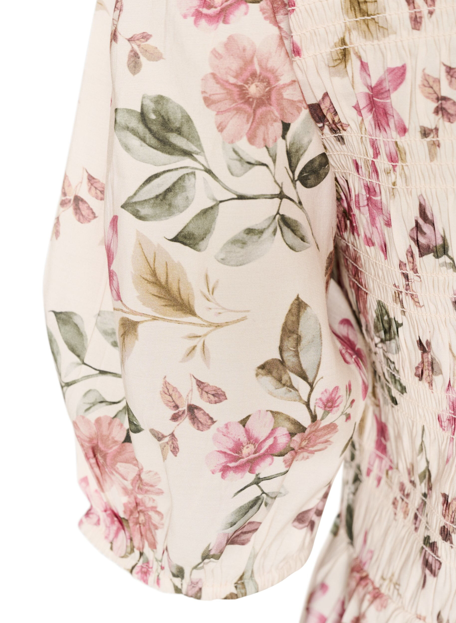 ZizziViskosebluse med smokk og peplumeffekt, Vanilje, Packshot image number 3