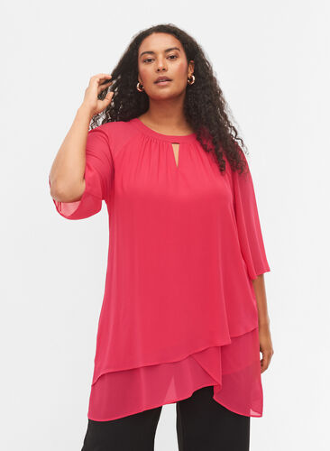 Chiffonbluse med 3/4-ermer, Love Potion, Model image number 0