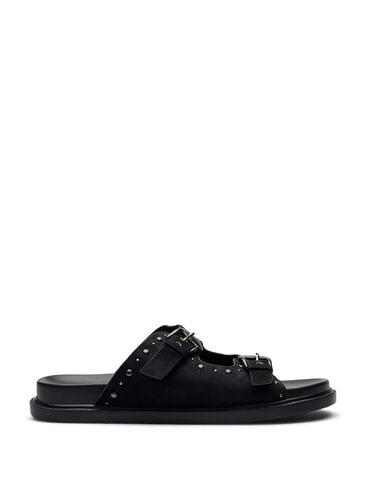 Zizzi Wide fit - Slip-on sandaler med nagler, Svart, Packshot image number 0