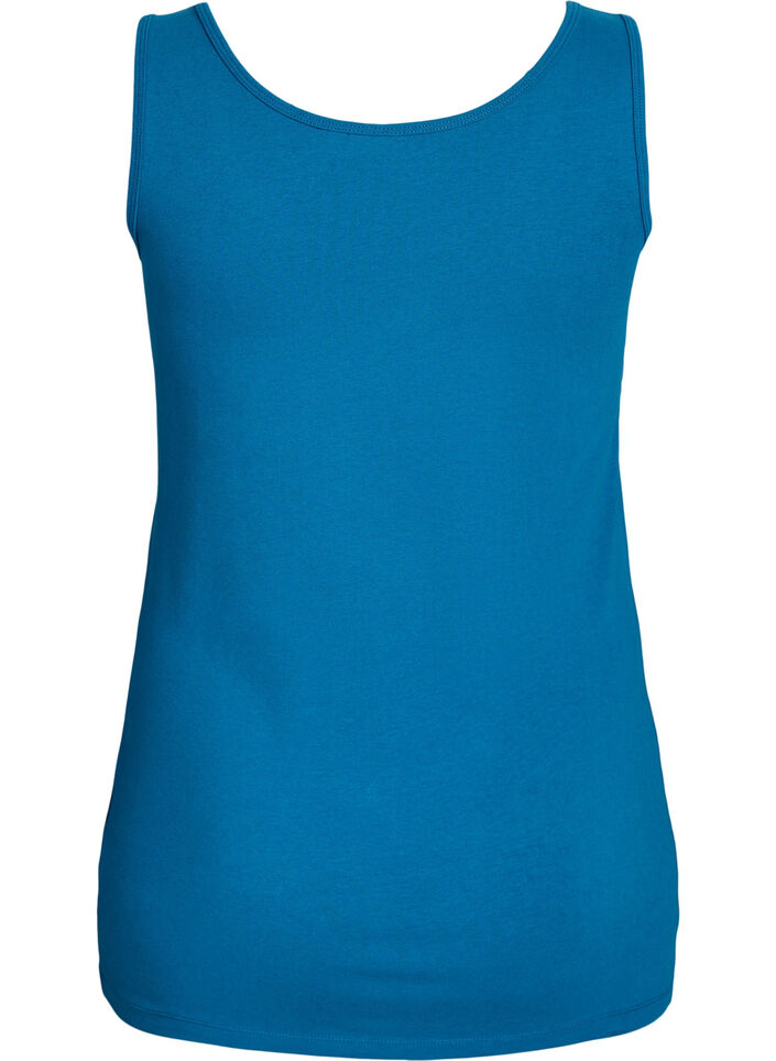 Ensfarget basic topp i bomull, Bl&aring;, Packshot image number 1