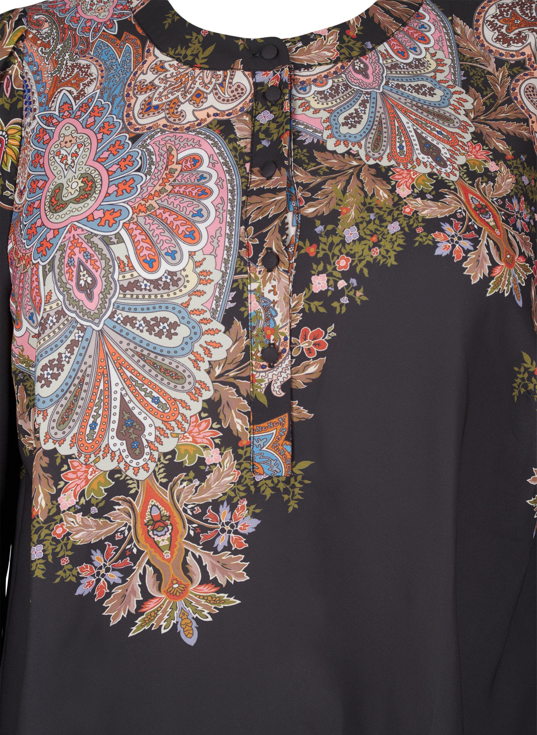 Zizzi Midikjole med paisleym&oslash;nster, Black Paisley, Packshot image number 2