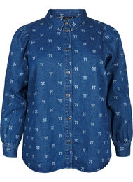 Denimskjorte med sløyfe, Denim Blue W. Wh.Bow