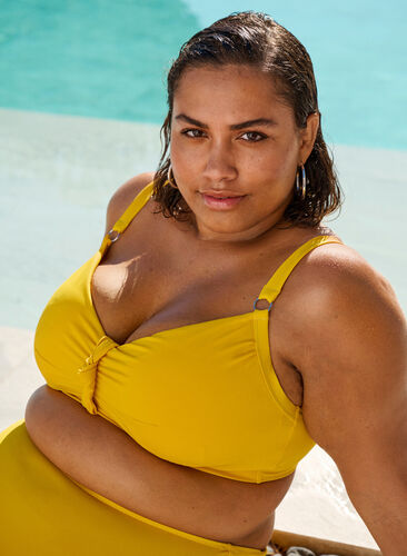 Zizzi Bikini-topp med spiler og knutedetalj, Gul, Image image number 0