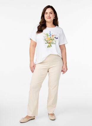 Zizzi Elastisk bukse i viskose, Beige, Model image number 0