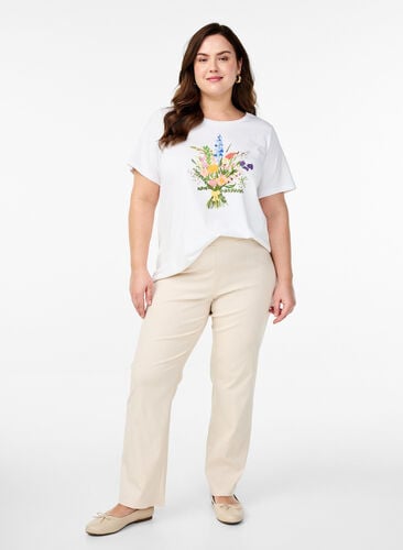 Zizzi Elastisk bukse i viskose, Beige, Model image number 0