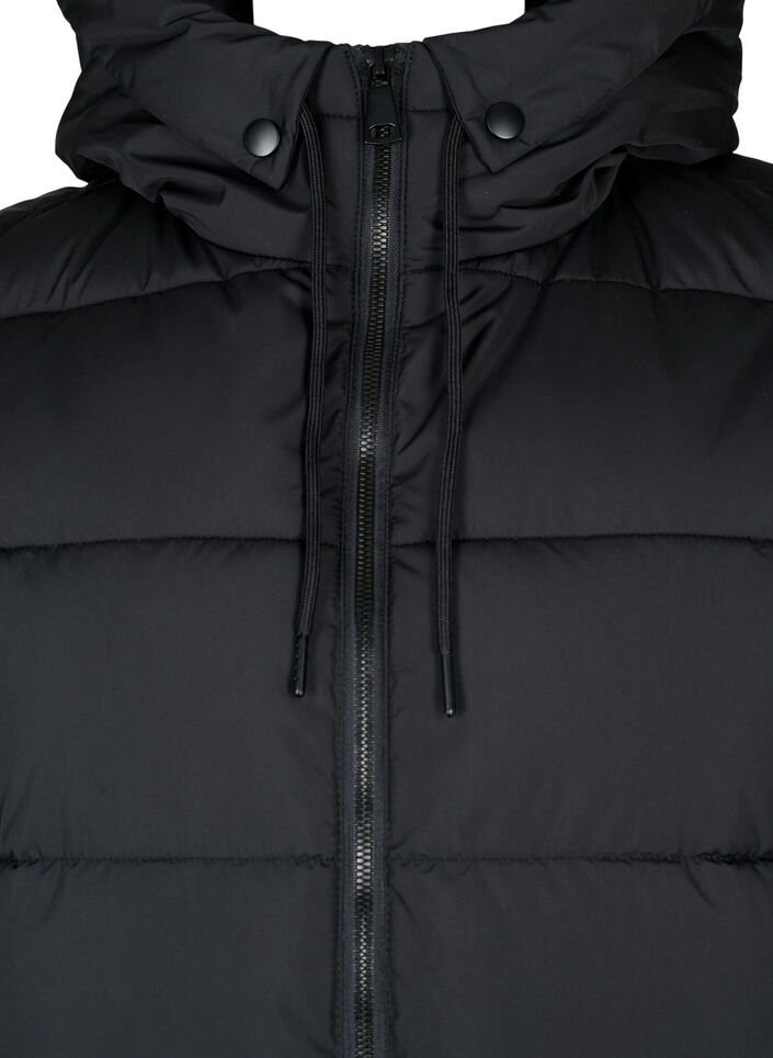 Lang vest med hette og lommer, Svart, Packshot image number 2