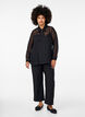 Chiffonbluse med prikket tekstur, Black, Model image number 2