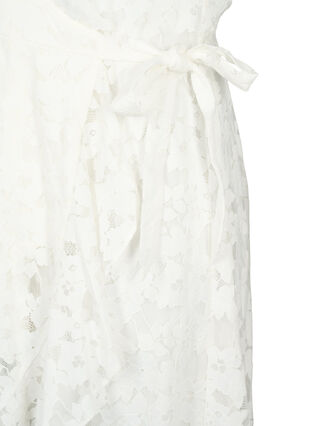 Omslagskjole med blonder og korte ermer, Bright White, Packshot image number 3