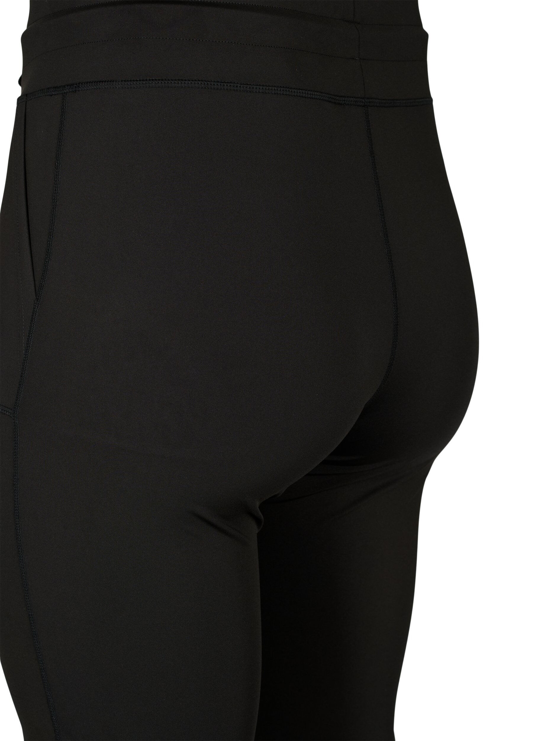 Zizzi Tettsittende treningshorts med lommer, Svart, Packshot image number 3