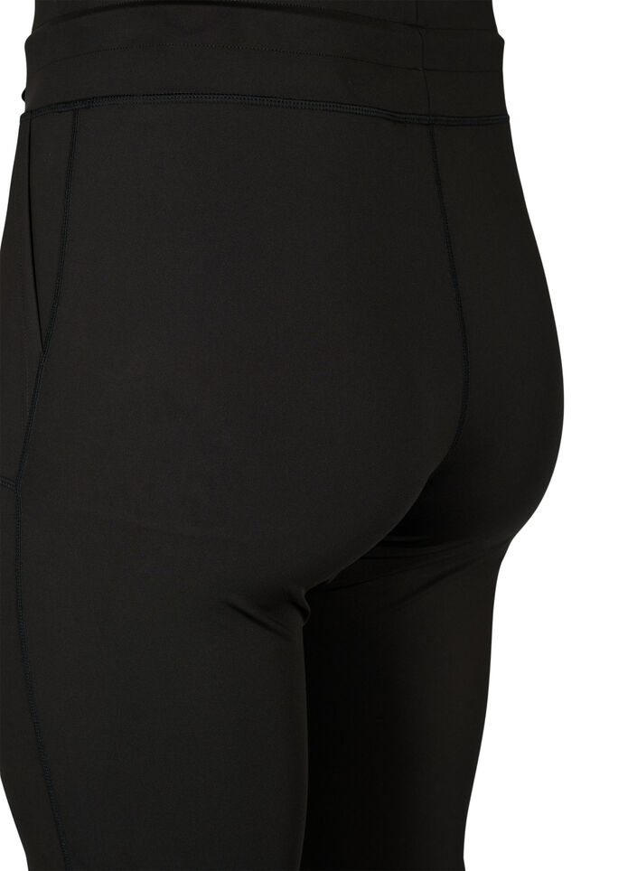 Tettsittende treningshorts med lommer, Svart, Packshot image number 3