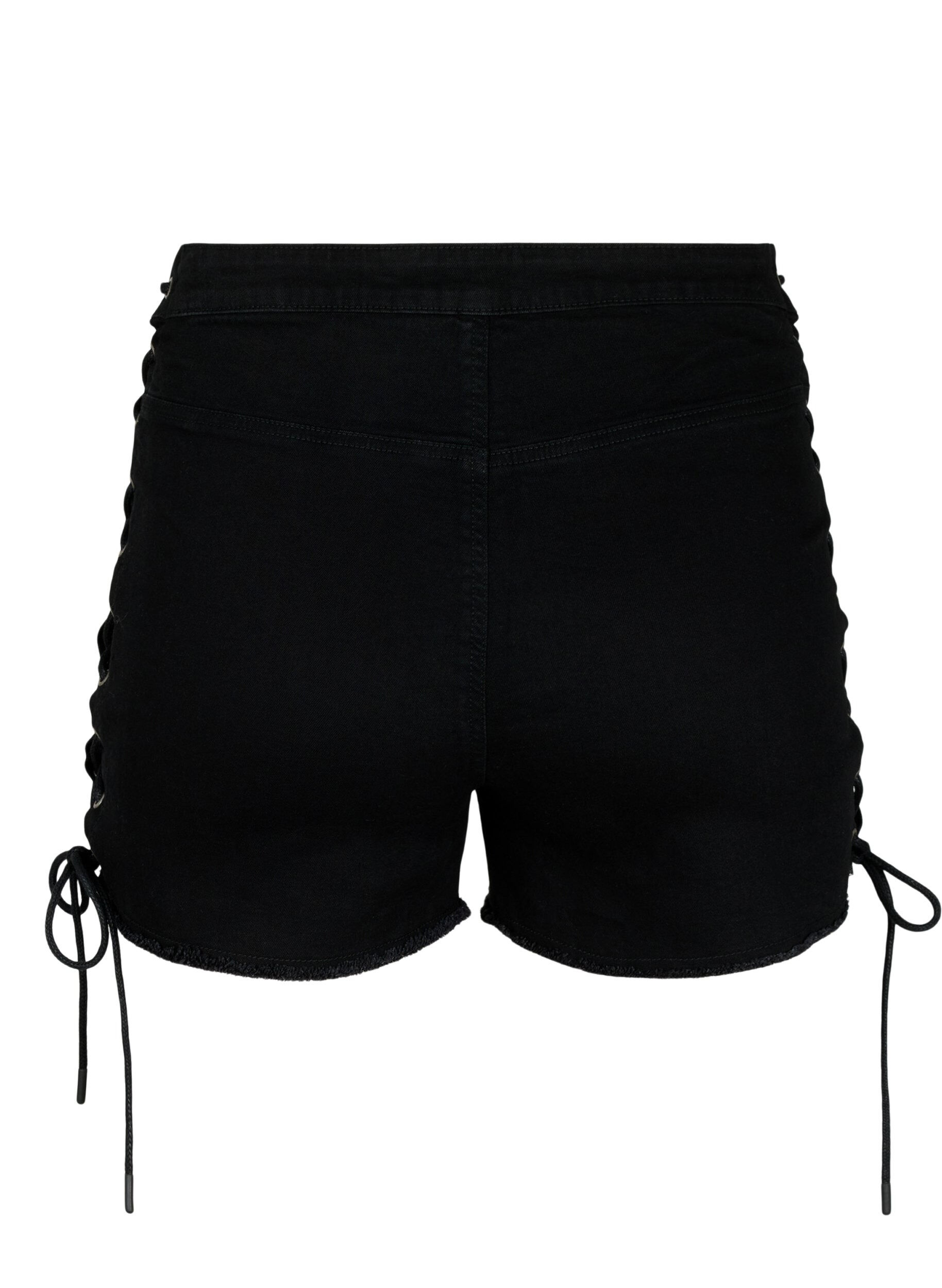 Zizzi Ripped denimshorts med lisser, Black Denim, Packshot image number 1