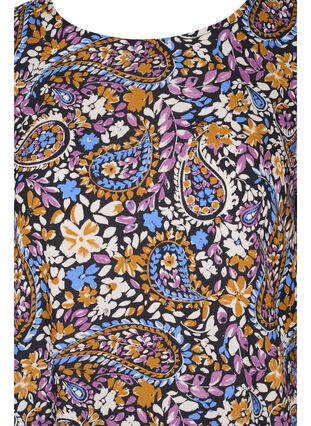 Kortermet viskosekjole med paisleymønster, Black G. Sky Paisley, Packshot image number 2