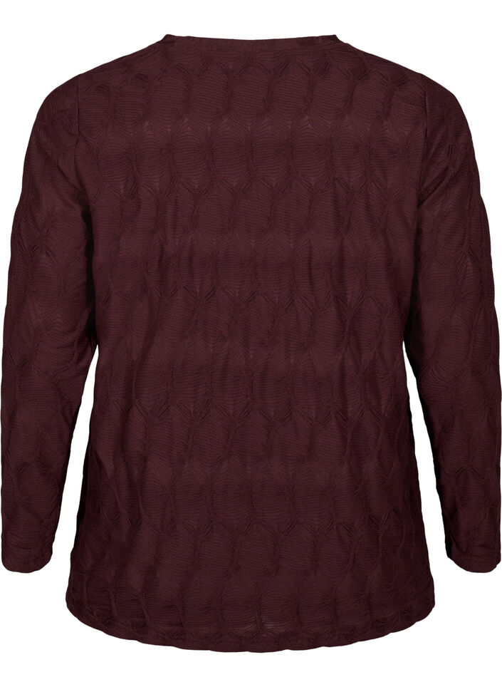 FLASH - Langermet bluse med struktur, Fudge, Packshot image number 1