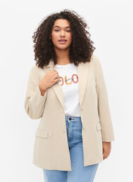 Klassisk blazer med knappelukking, Feather Gray, Model