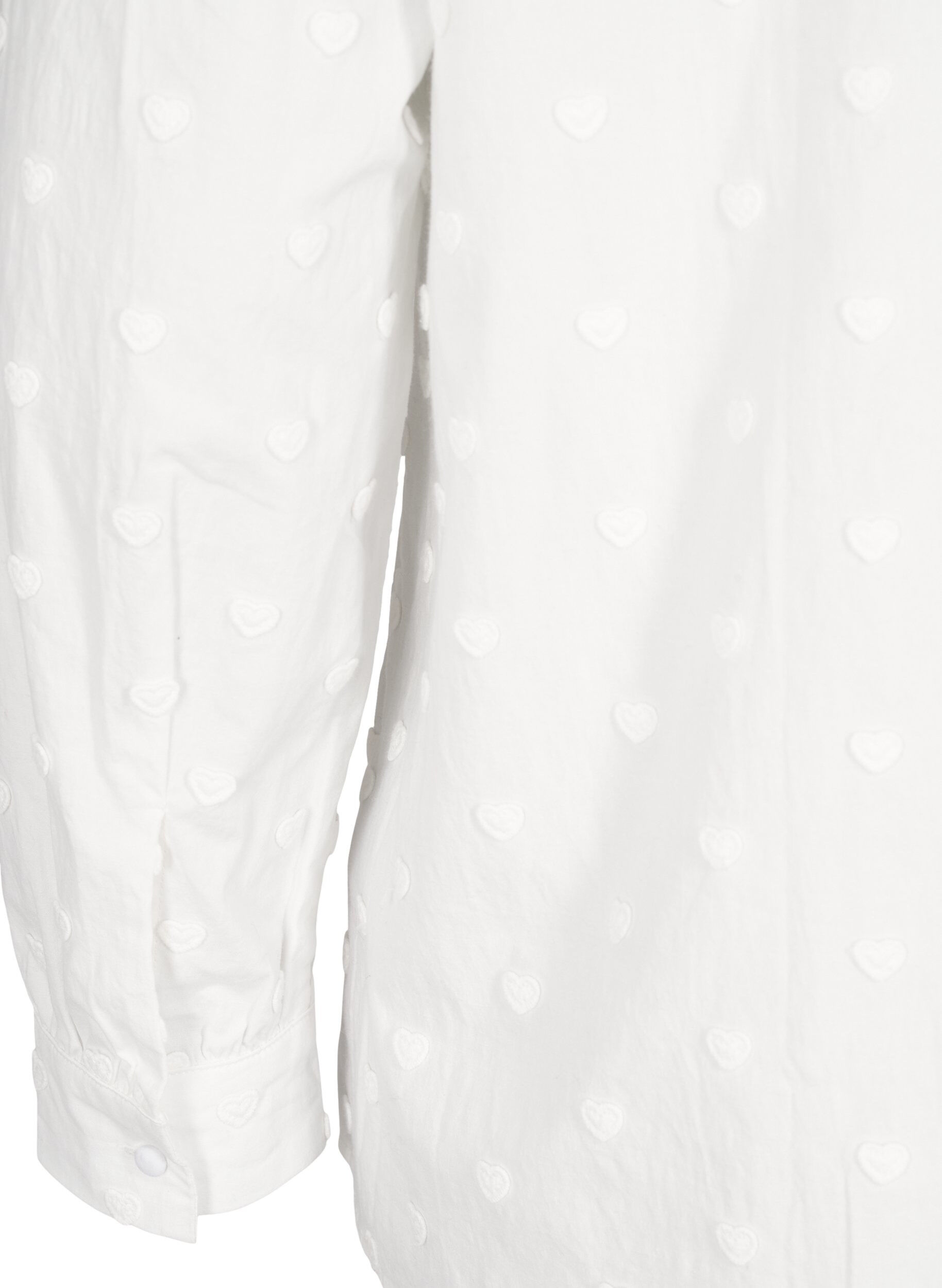 Zizzi Skjorte med krage og p&aring;sydde hjerter, Hvit, Packshot image number 3