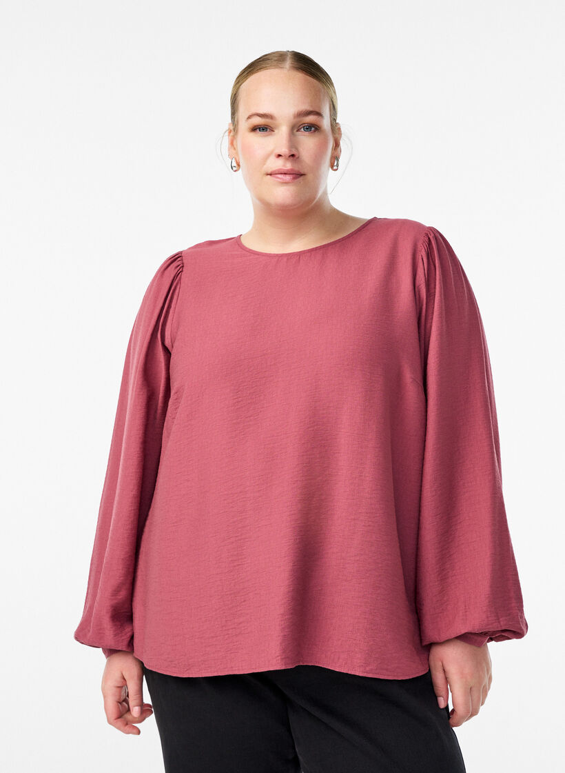 Langermet bluse i viskose, Rosa, Model image number 0