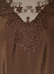 Bluse med 3/4 ermer og blondedetaljer, Brun, Packshot image number 2