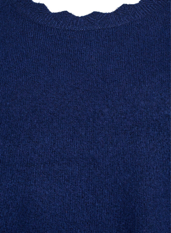 Strikkebluse med b&oslash;lgete kanter, Bl&aring;, Packshot image number 2