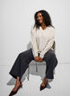 Viskosebluse med V-hals og avrundet fold, Beige, Model image number 0