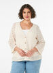 Strikket cardigan med hullbroderi og V-hals, Beige, Model image number 0