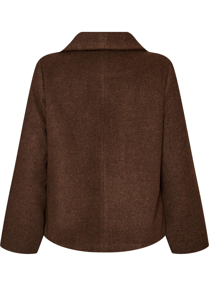 Kort jakke med asymmetrisk knappelukking, Brun, Packshot image number 1
