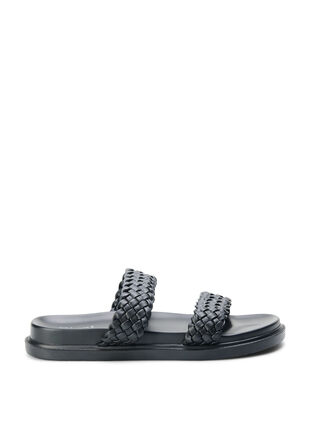 Wide fit sandaler av skinn, Black, Packshot image number 0