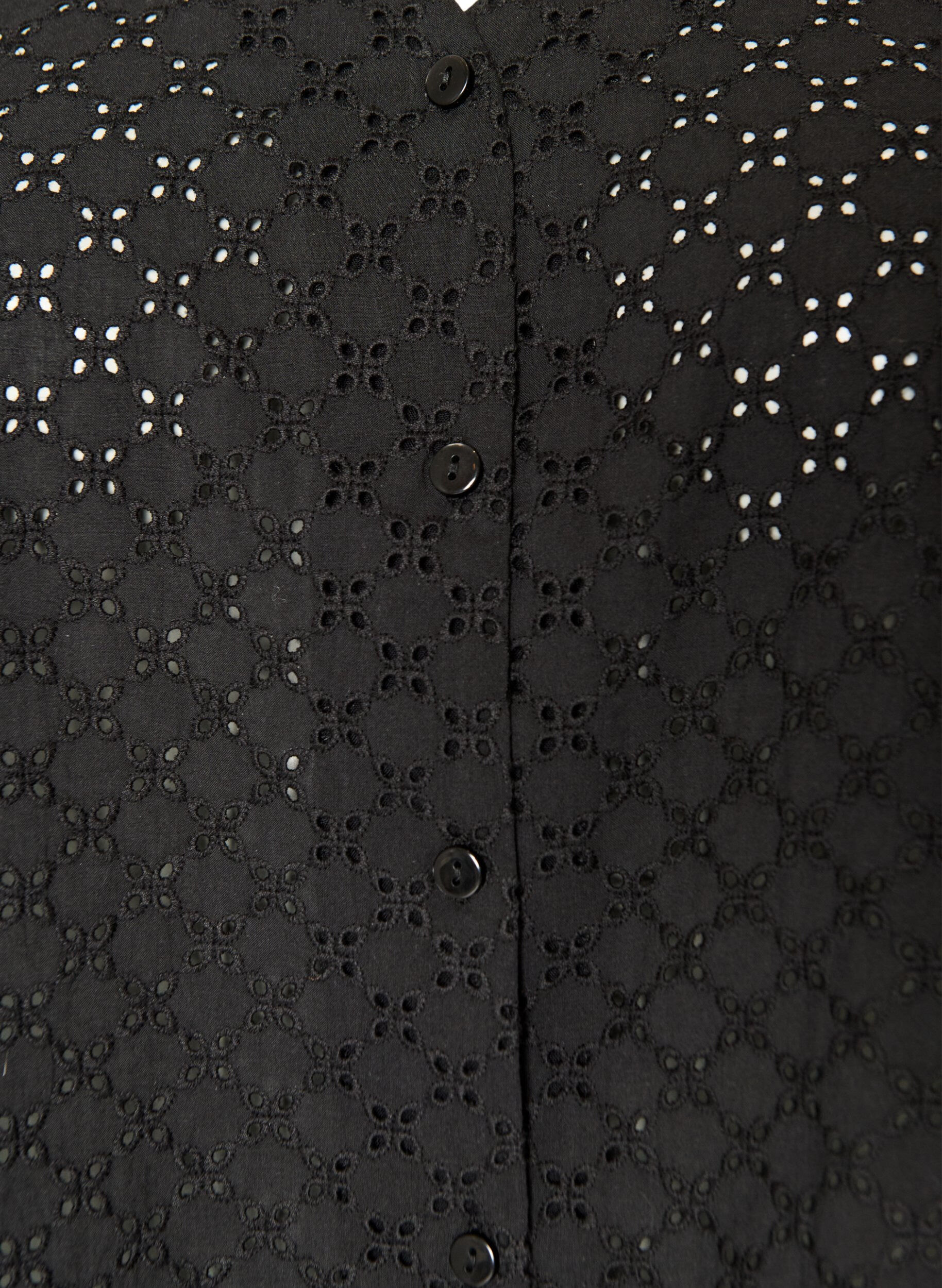 ZizziBluse i broderie anglaise med knappelukking, Svart, Packshot image number 2