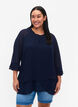 Bluse med asymmetrisk kant og 3/4-ermer, Navy Blazer, Model image number 0
