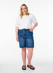 Ribbestrikket jerseybluse med korte ermer, Hvit, Model image number 1