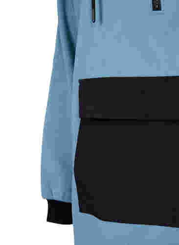 Lang anorak i fleece med glidelås, Smoke Blue w. Black, Packshot image number 2
